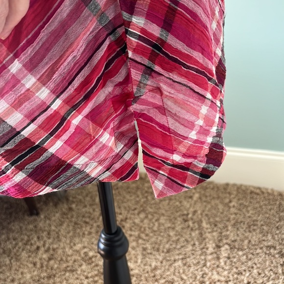 LAUREN Ralph Lauren pink plaid off shoulder blouse - Picture 3 of 11